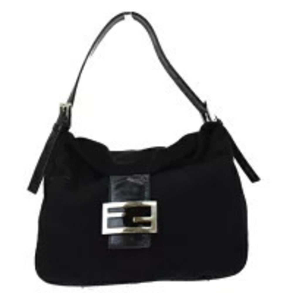 Fendi Mamma Bucket Shoulder Bag Black Wool Leather
